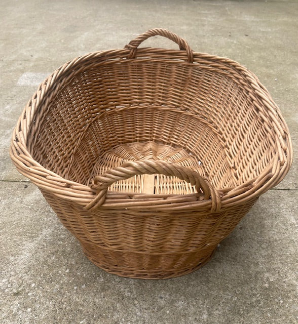 Vintage   Belgian Wicker Laundry Basket  #6943