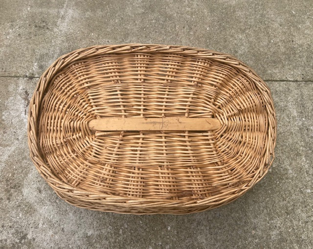 Vintage   Belgian Wicker Laundry Basket  #6943