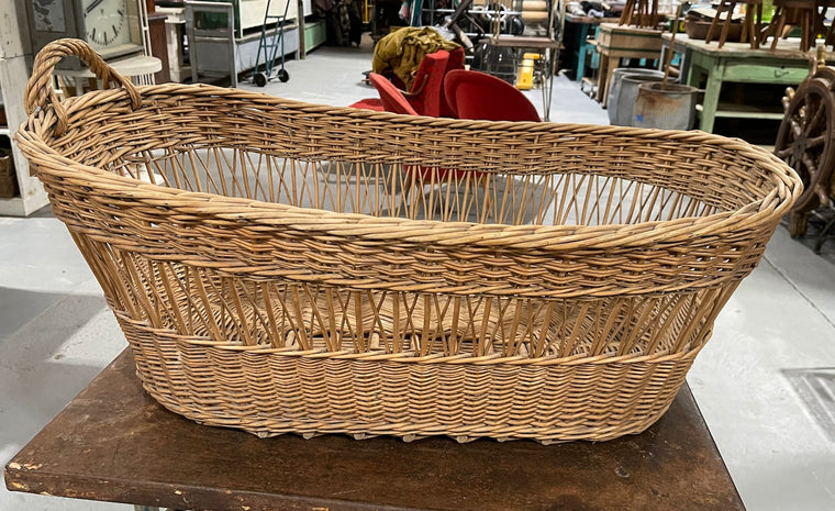 Vintage  Belgian Wicker Bakers Basket  #5873