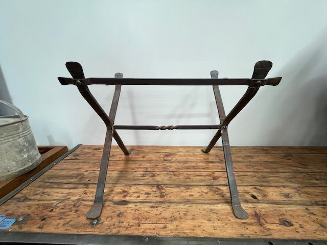 Vintage Wooden  Bowl  on Metal Stand  #6956