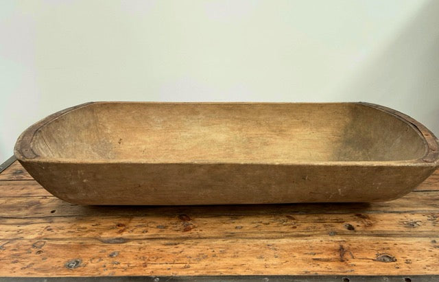 Vintage Wooden  Bowl  on Metal Stand  #6956