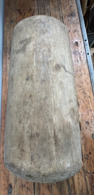 Vintage Wooden  Bowl  on Metal Stand  #6956