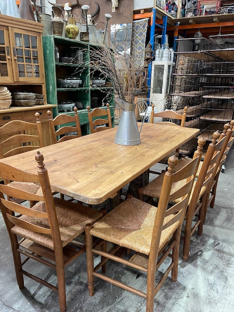 Wooden Top Pressed Metal Leg   Table  #6966