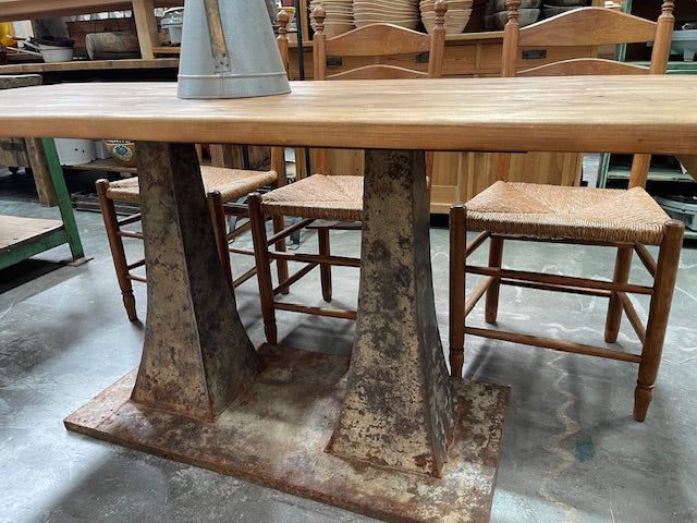 Wooden Top Pressed Metal Leg   Table  #6966