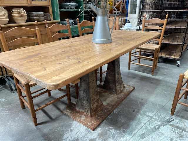Wooden Top Pressed Metal Leg   Table  #6966