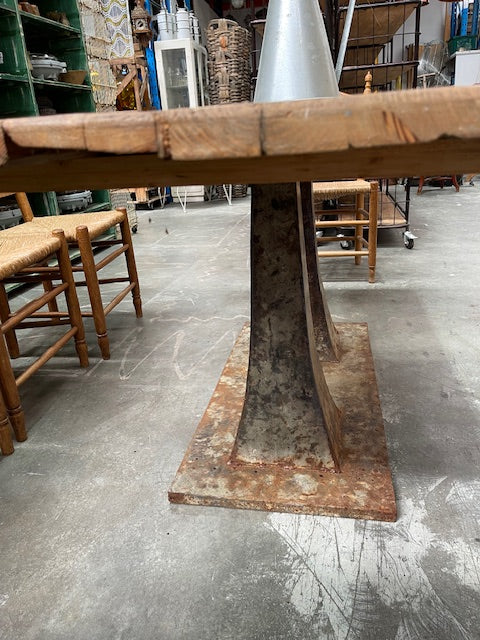 Wooden Top Pressed Metal Leg   Table  #6966