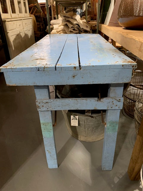 Vintage Blue Foldable Trestle   Table #5717