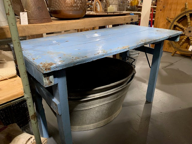 Vintage Blue Foldable Trestle   Table #5717
