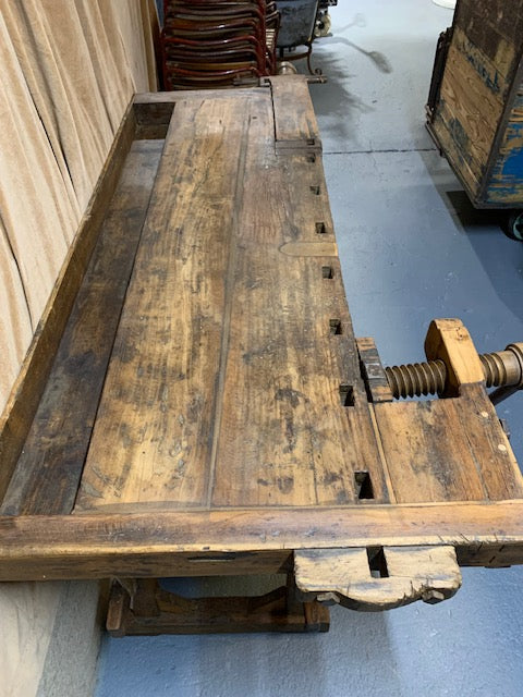 Vintage European Carpenters Woodworking  Workbench  #6699  Byron