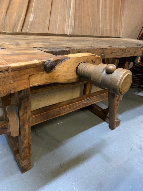 Vintage European Carpenters Woodworking  Workbench  #6699  Byron