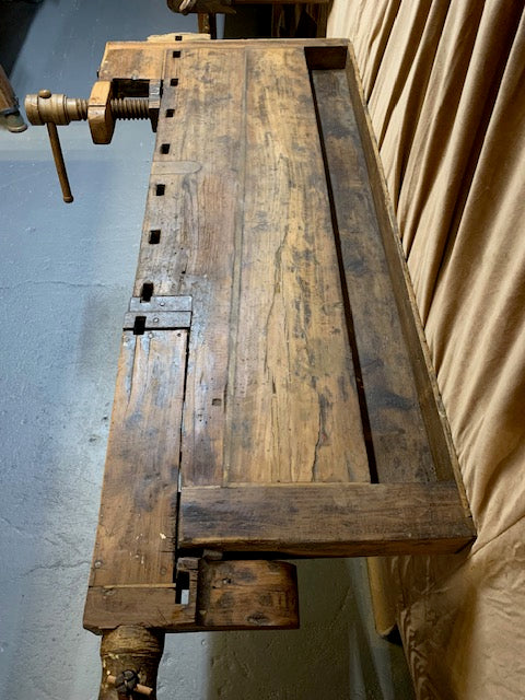 Vintage European Carpenters Woodworking  Workbench  #6699  Byron