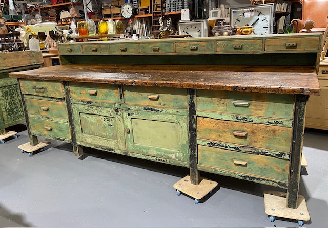 Vintage Industrial European Workbench  #5895