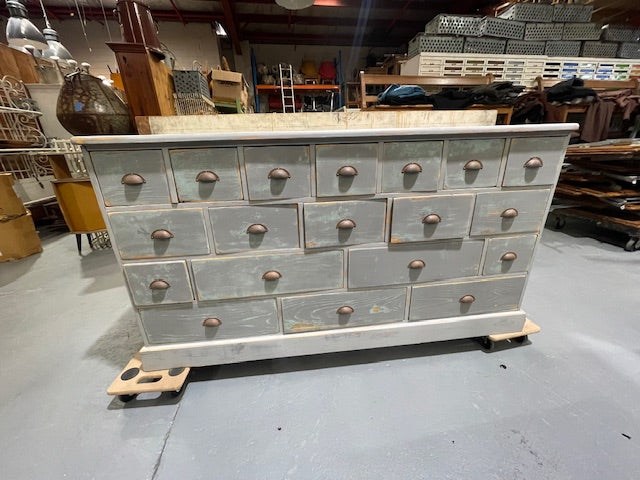 Vintage Industrial European Wooden Banks of Draws Cabinet  #5899 Byron