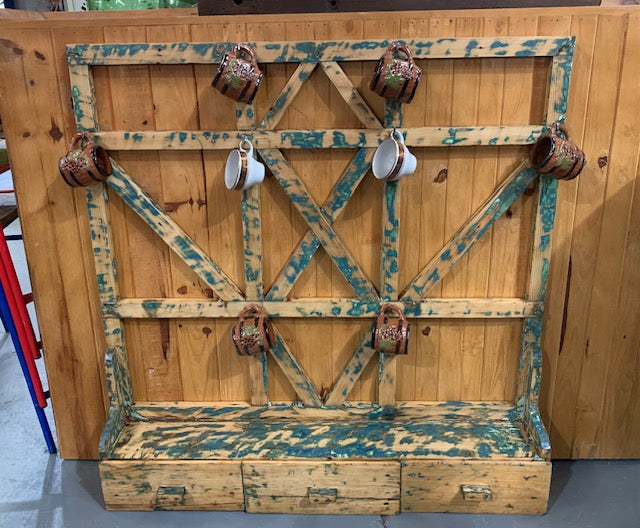 Vintage  Wooden  Wall Cup Rack  #5746  Byron