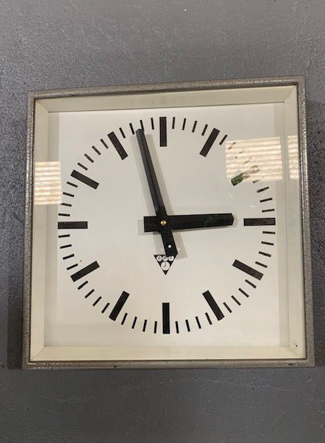 Vintage Czech Pragotron Metal  Train Station Clock #5752