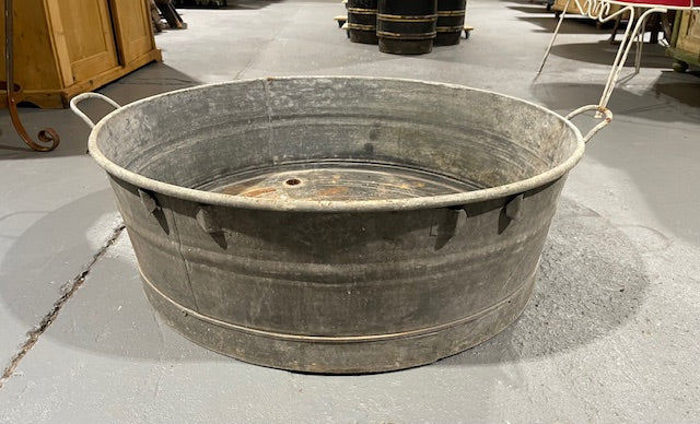 Vintage  European Galvanized Wash Tub #5934