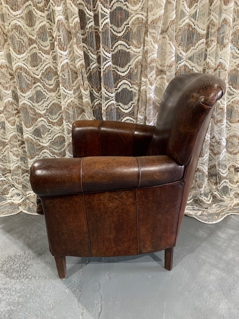 Vintage European  Leather Club Chair   #5768