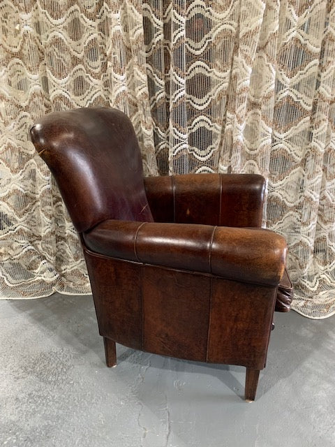 Vintage European  Leather Club Chair   #5768