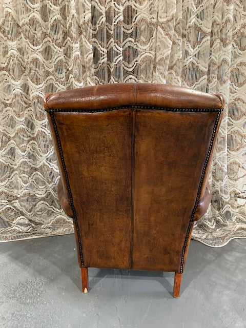 Rustic / Vintage European  Leather Club Chair   #5769