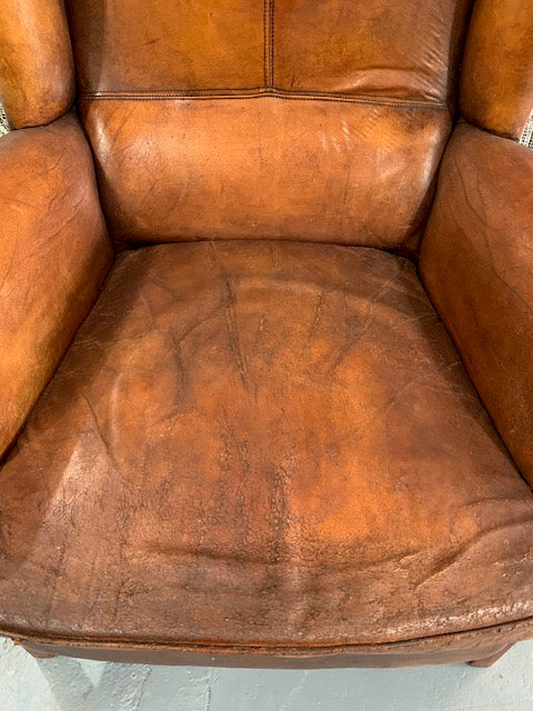 Rustic / Vintage European  Leather Club Chair   #5769