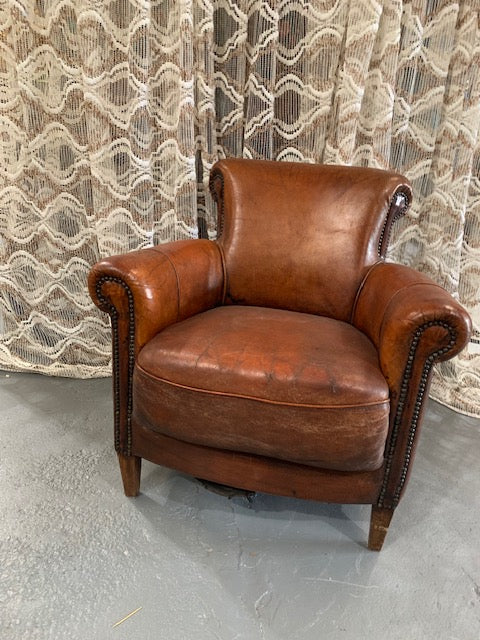 Vintage European  Leather Club Chair   #5772