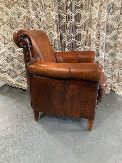 Vintage European  Leather Club Chair   #5772