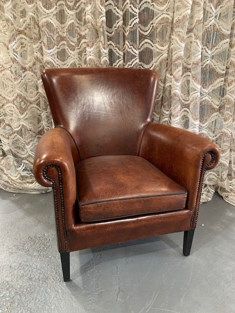 Vintage European  Leather Club Chair   #5773