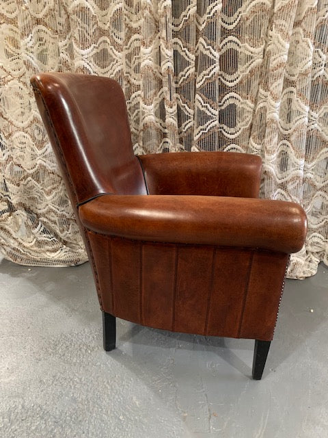 Vintage European  Leather Club Chair   #5773
