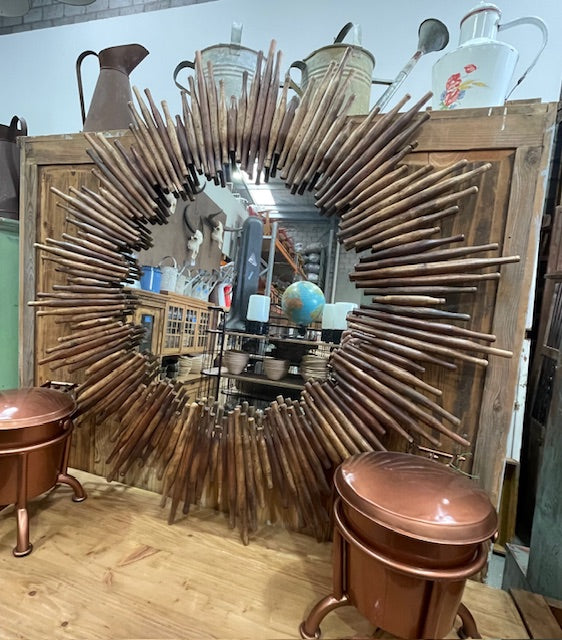 Vintage Wooden Pin Mirror #7000
