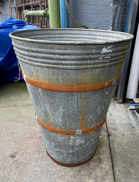 Rustic Turkish Galvanised Olive  Bin #7005