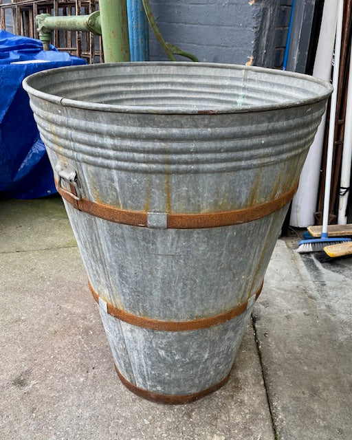 Rustic Turkish Galvanised Olive  Bin #7005