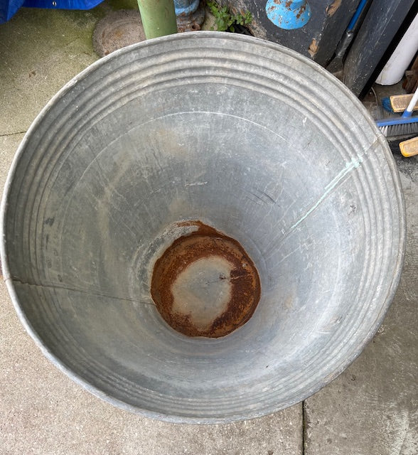 Rustic Turkish Galvanised Olive  Bin #7005