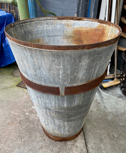 Rustic Turkish Galvanised Olive  Bin #7006