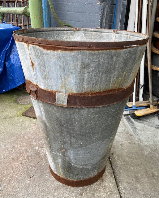 Rustic Turkish Galvanised Olive  Bin #7006