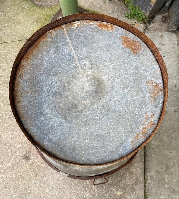 Rustic Turkish Galvanised Olive  Bin #7006