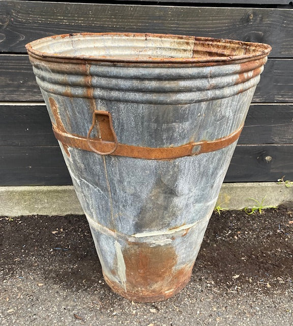 Rustic Turkish Galvanised Olive  Bin #7007