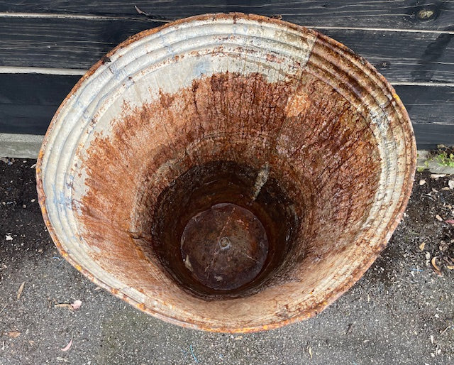 Rustic Turkish Galvanised Olive  Bin #7007