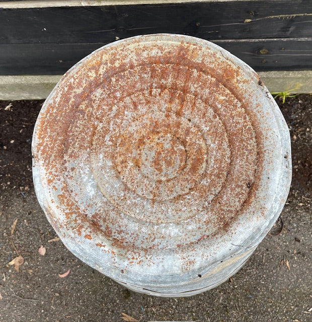 Rustic Turkish Galvanised Olive  Bin #7008