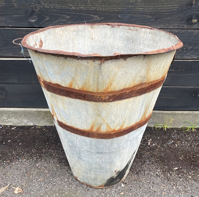 Rustic Turkish Galvanised Olive  Bin #7009