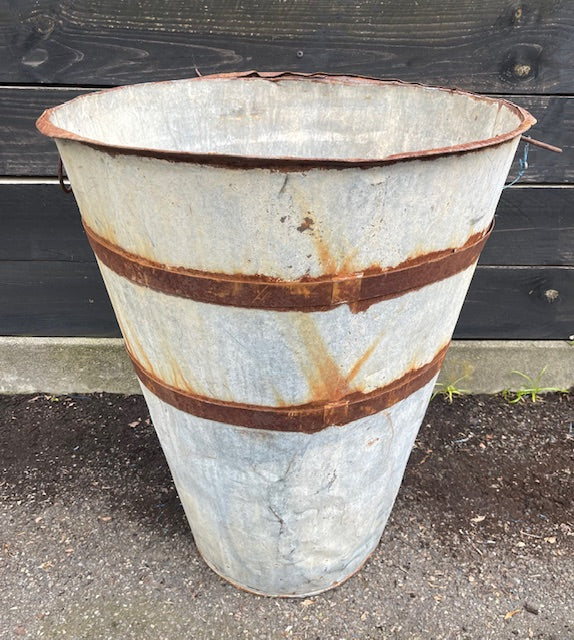 Rustic Turkish Galvanised Olive  Bin #7009
