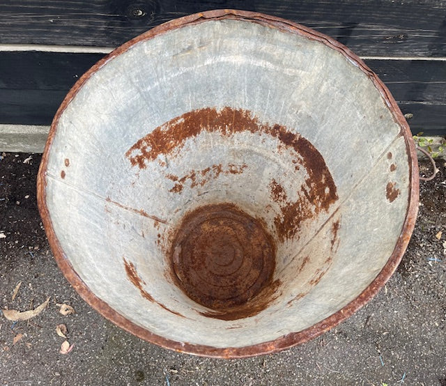 Rustic Turkish Galvanised Olive  Bin #7009