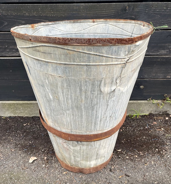 Rustic Turkish Galvanised Olive  Bin #7010