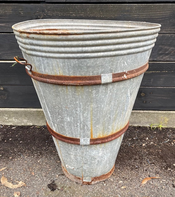 Rustic Turkish Galvanised Olive  Bin #7011.  ON HOLD