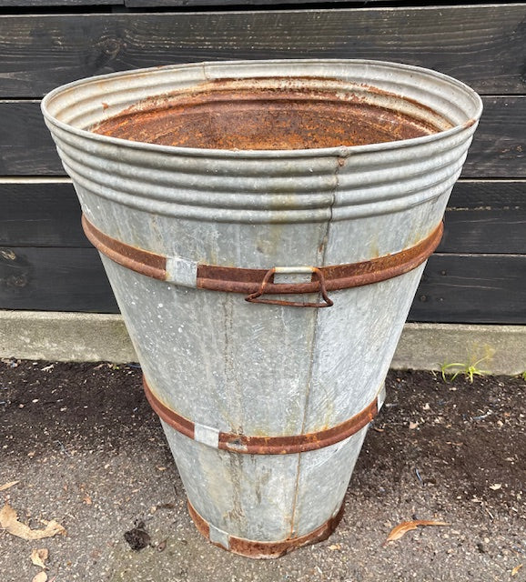 Rustic Turkish Galvanised Olive  Bin #7011.  ON HOLD