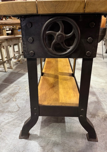 Wooden Top, Metal  Base Console / Side Table  #7245