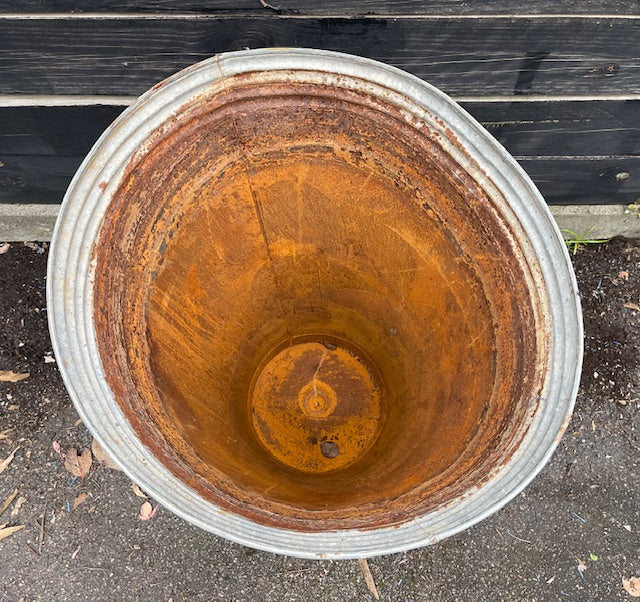Rustic Turkish Galvanised Olive  Bin #7011.  ON HOLD