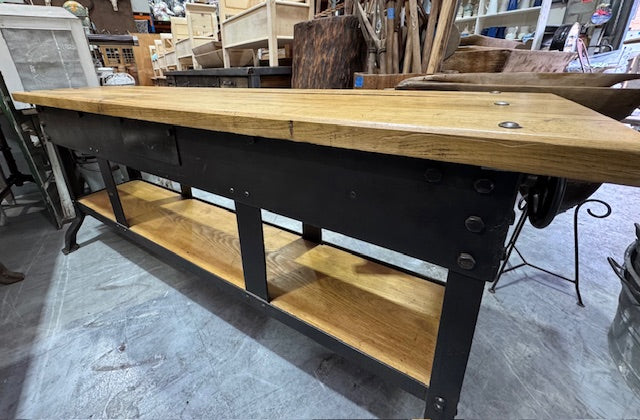 Wooden Top, Metal  Base Console / Side Table  #7245