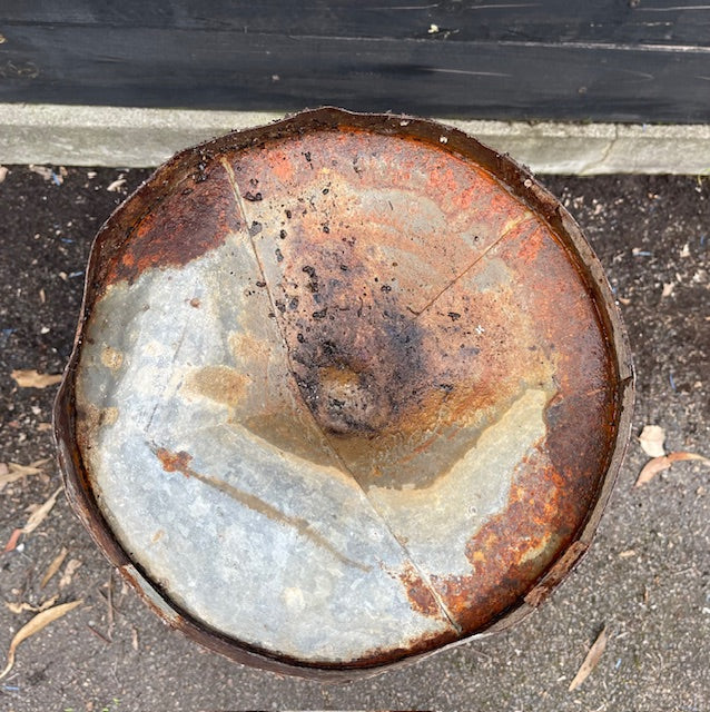 Rustic Turkish Galvanised Olive  Bin #7011.  ON HOLD