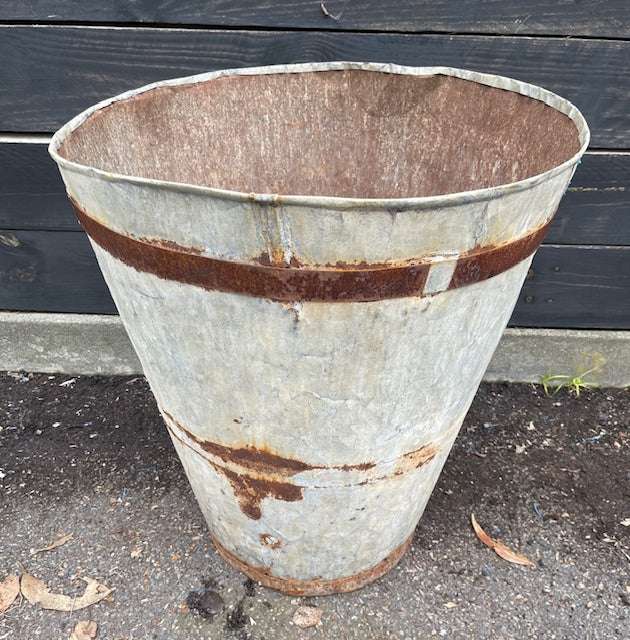 Rustic Turkish Galvanised Olive  Bin #7012