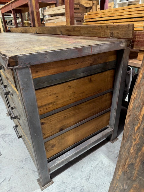 Vintage European Wood / Metal  Workbench #7247